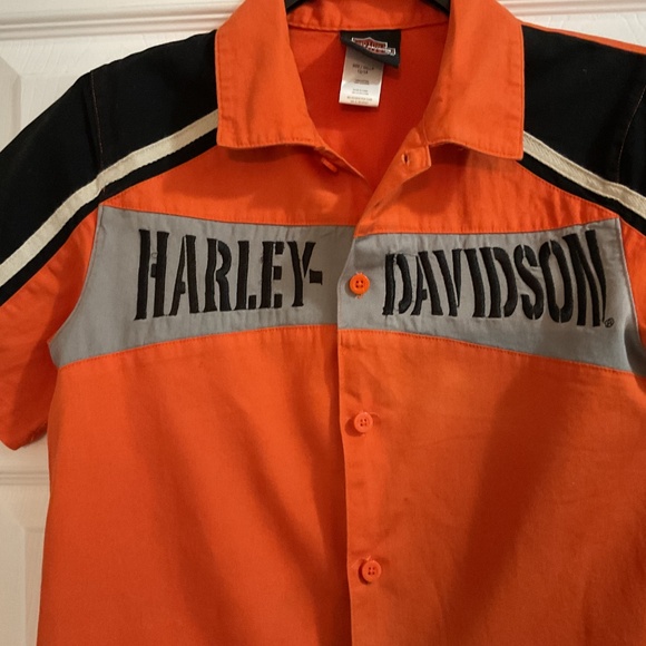 Youth Harley Davidson Short Sleeve Button-up Shirt, Size 12/14 - Picture 4 of 8